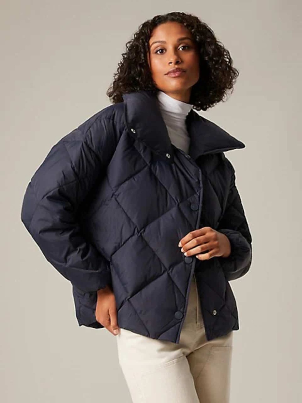 Hudson North Diamond Quilted Down Filled Puffer Jacket Cropped Grey/Blue Size 2X